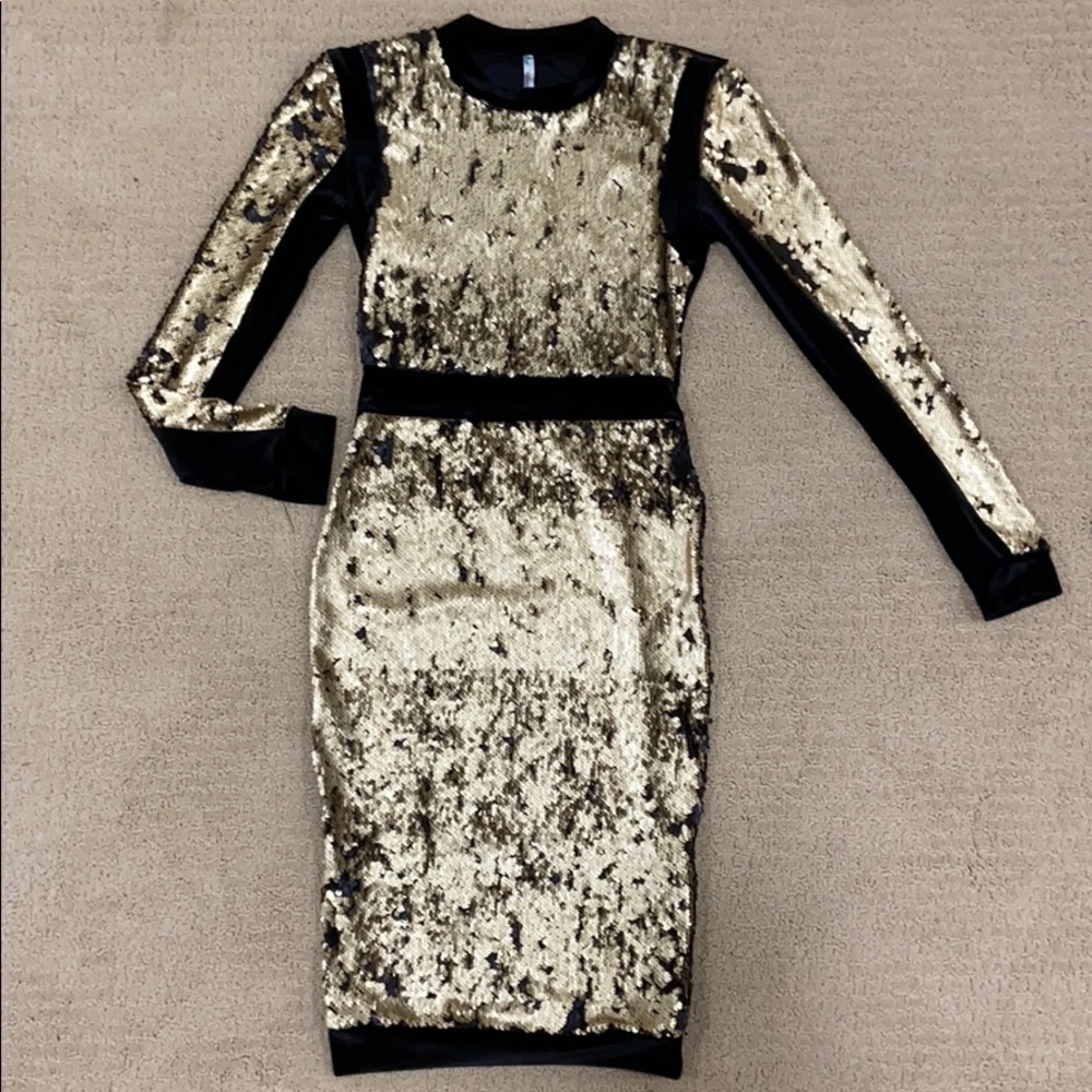 Gold sequined dress